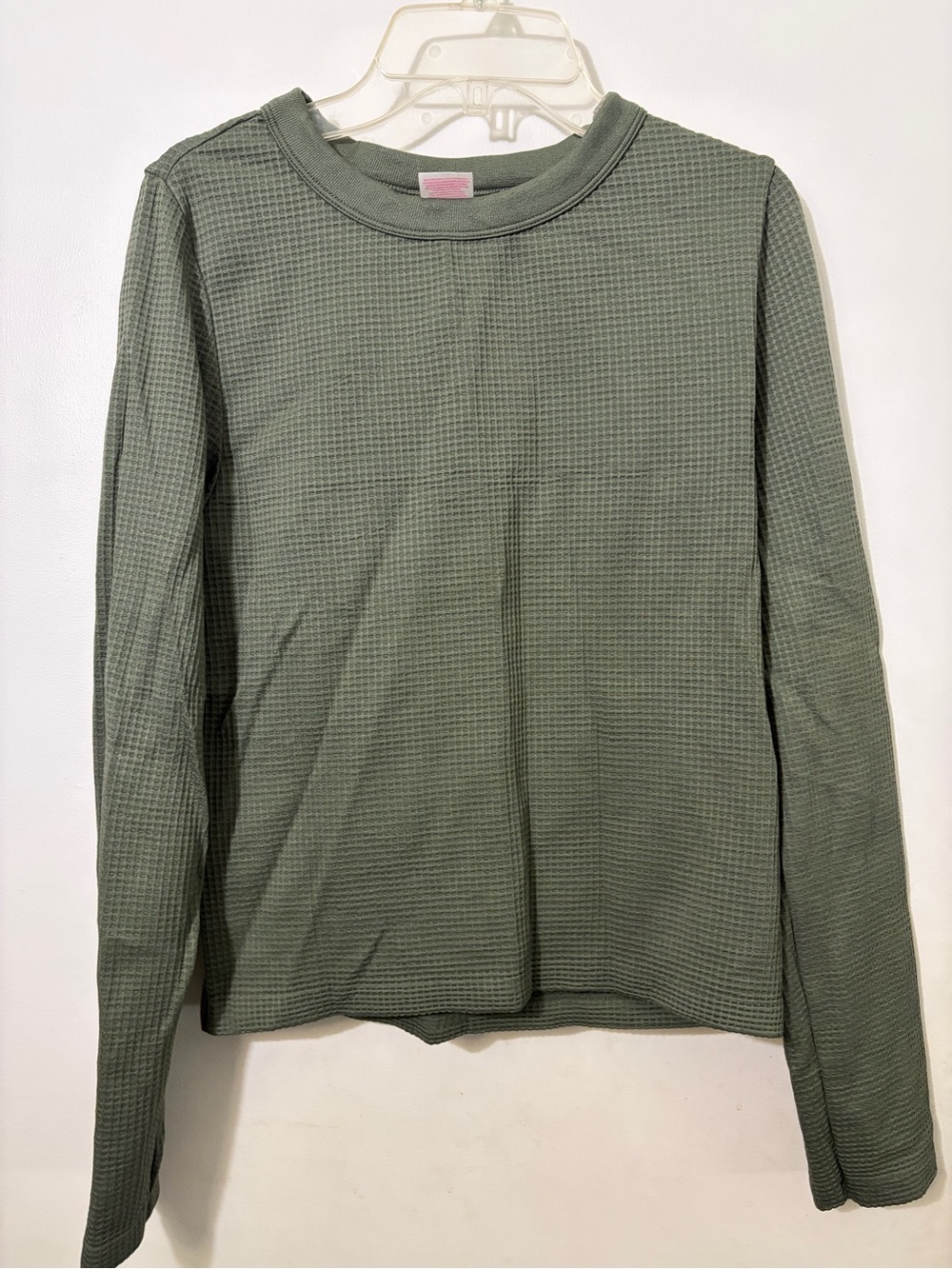 Juniors no boundaries Long Sleeve Waffle Knit Crew green xl (15-17)